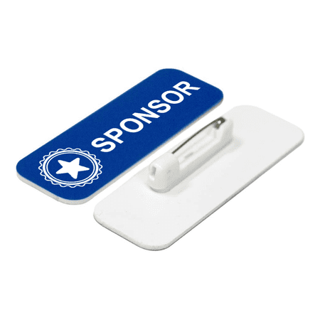 Sponsor 1 x 3" Name Tag/Badge, Blue, (3 Pack)