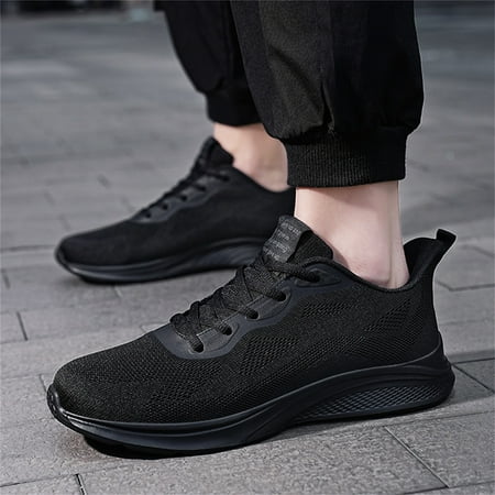 

Aayomet Men s Fashion Sneakers Mens Shoes Mesh Breathable Lace Up Solid Color Casual Fashion Simple Shoes Running Shoes Black 9
