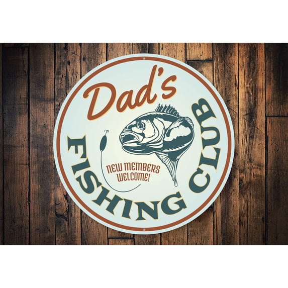 Fishing Club New Members Welcome Novelty Sign, Metal Wall Decor - 12" Round