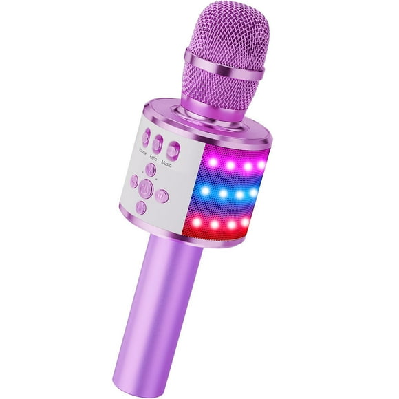 Intexca Bluetooth Karaoke Microphone, 4-in-1 Wireless Mic with LED Lights for Kids & Adults
