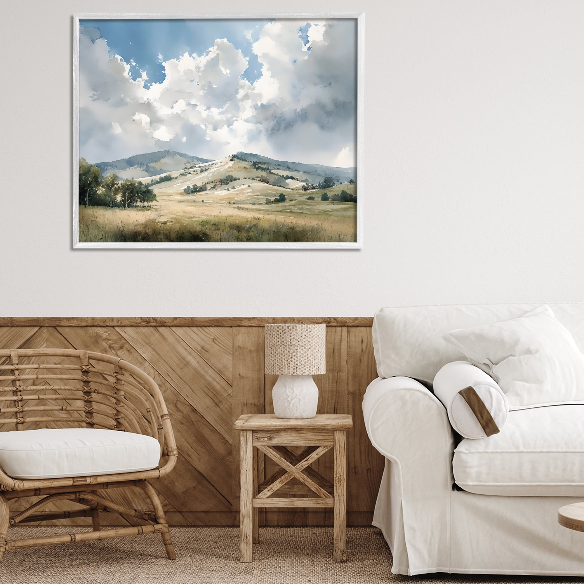 Stupell Industries Tranquil Hills Meadow White Framed Giclee Art, design by Franklyn Gregory
