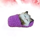 thumbnail image 5 of Muñeco de peluche de gato durmiendo en pantuflas, mini gatito con maullidos, juguete de mano decorativo, regalo para niños y niñas (morado), 5 of 8