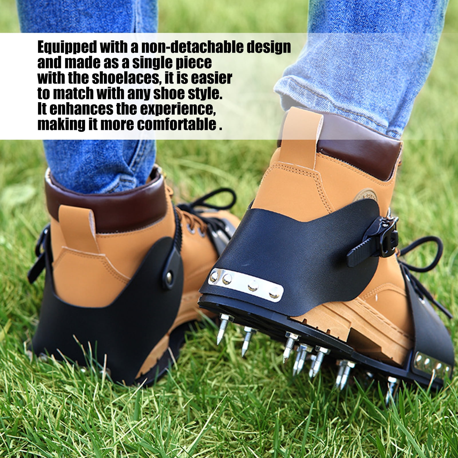 2 in 1 Nylon Aerator Shoes Aerating Footwear For Lawns Care And Epoxy Floor Projects 13 Spikes Penetrate Hard Soil