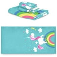 thumbnail image 2 of GZHJMY Cute Cartoon Unicorn Walking on Rainbow Soft Set of 3 Towels, 1 Bath Towel+1 Hand Towel+1 Washcloth, Multipurpose for Bathroom, Hotel, Gym, Spa and Kitchen(Turquoise), 2 of 5