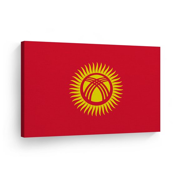 Smile Art Design Kyrgyzstan Flag Canvas Wall Art Print Country Flags Office Living Room Dorm Bedroom Kitchen Man Cave Sports Club Bar Decor Modern Home Decor Ready to Hang Made in USA - 30x40