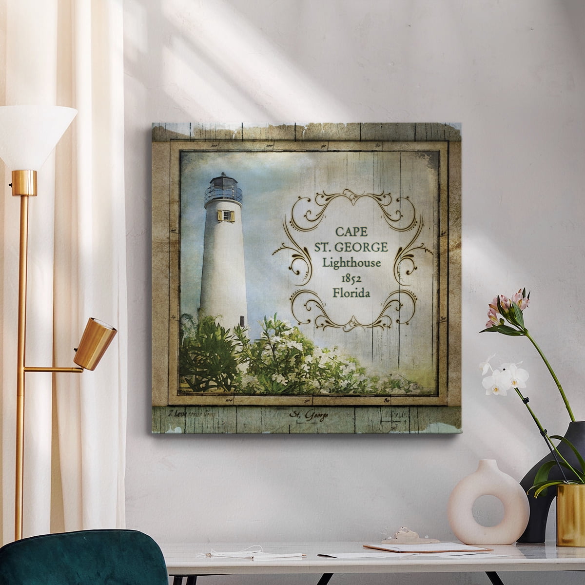 Wexford Home Florida Lighthouse X-Premium Gallery Wrapped Canvas, 10" x 10" - Ready to Hang