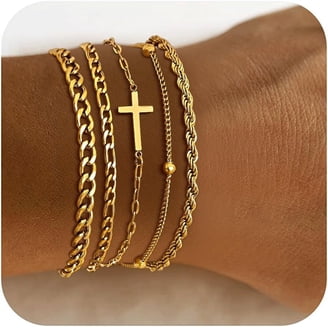 Bracelet Bras Or 6 Pièces Pour Femmes - Bracelets Multicouches Simples Et élégants - Cadeau Exquis Fille Femme