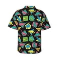thumbnail image 3 of Balery Geometric Dinosaur Print Men's Hawaiian Shirts Short Sleeve Beach Shirt Relaxed Fit Vacation Button Down Shirts-, 3 of 9