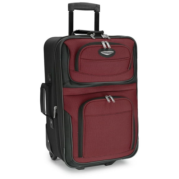 Travel Select Amsterdam Softside Expandable Rolling Luggage, TSA-Approved, Lightweight, Burgundy, 21" Carry-on