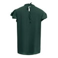 thumbnail image 5 of Frostluinai Womens Chiffon Swiss Dot Shirt Tops Round Neck Short Sleeve Blouse Pom Pom Flowy Top, 5 of 6