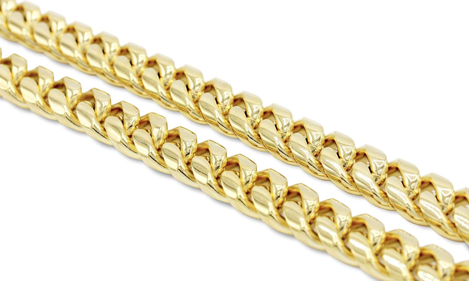 Beberlini Cuban Link Necklace 14K Gold Plated Curb Chain 30 inch Stainless Steel Fashion Jewelry Men 14 mm, Adult Unisex