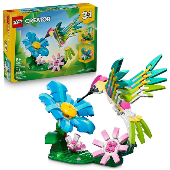 LEGO Creator 3 in1 Wild Animals: Colorful Hummingbird Building Toy for Girls, Boys, & Kids, Ages 8  - Build a Bird, Butterfly, or Tropical Fish - Gift Idea for Birthdays - 31384