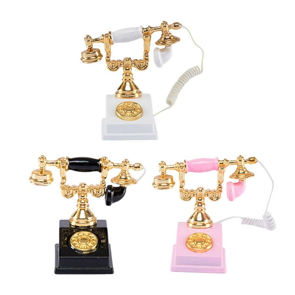 hengtong 3x Miniature Dollhouse Retro Telephones Dollhouse Accessories Gifts for Kids