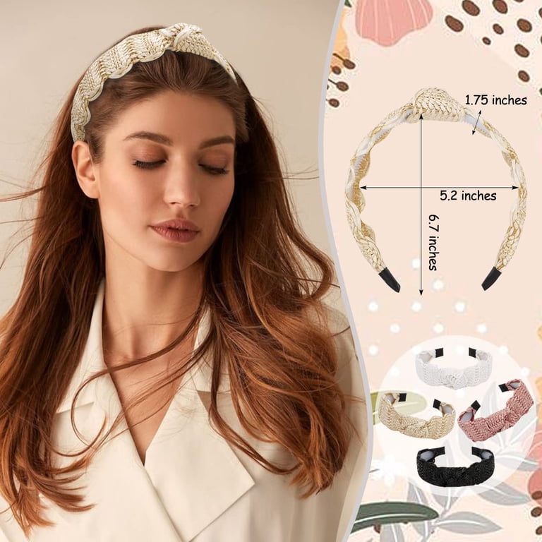Raffia Woven Knot Straw Headband NEW Woven Straw Raffia Top Knot Headband main image 3