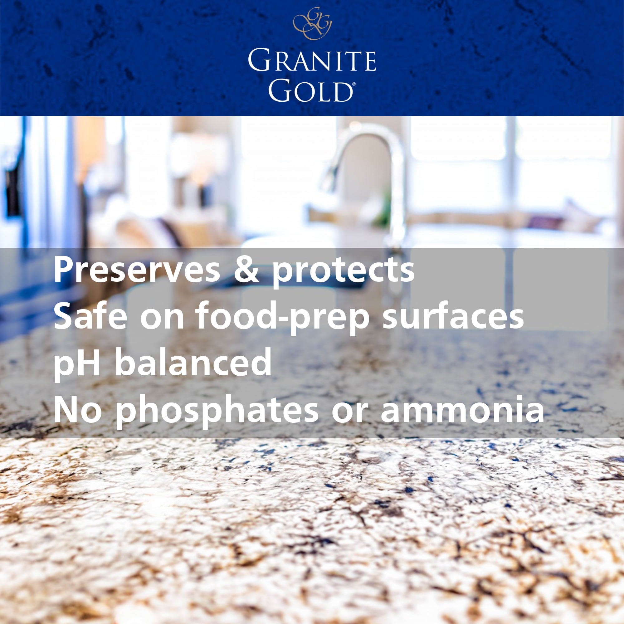 Granite Gold Polish Spray, Streak-Free Shine for Granite, Quartz, Marble,  Travertine, Natural Stone Countertops, 24 Fl Oz (Pack of 1)