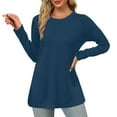 thumbnail image 2 of Antinious Womens T Shirts Solid Long Sleeve Crew Neck Basic Tee,Sweatshirt for Women,Going Out Tops for Women,Navy,XXL, 2 of 5