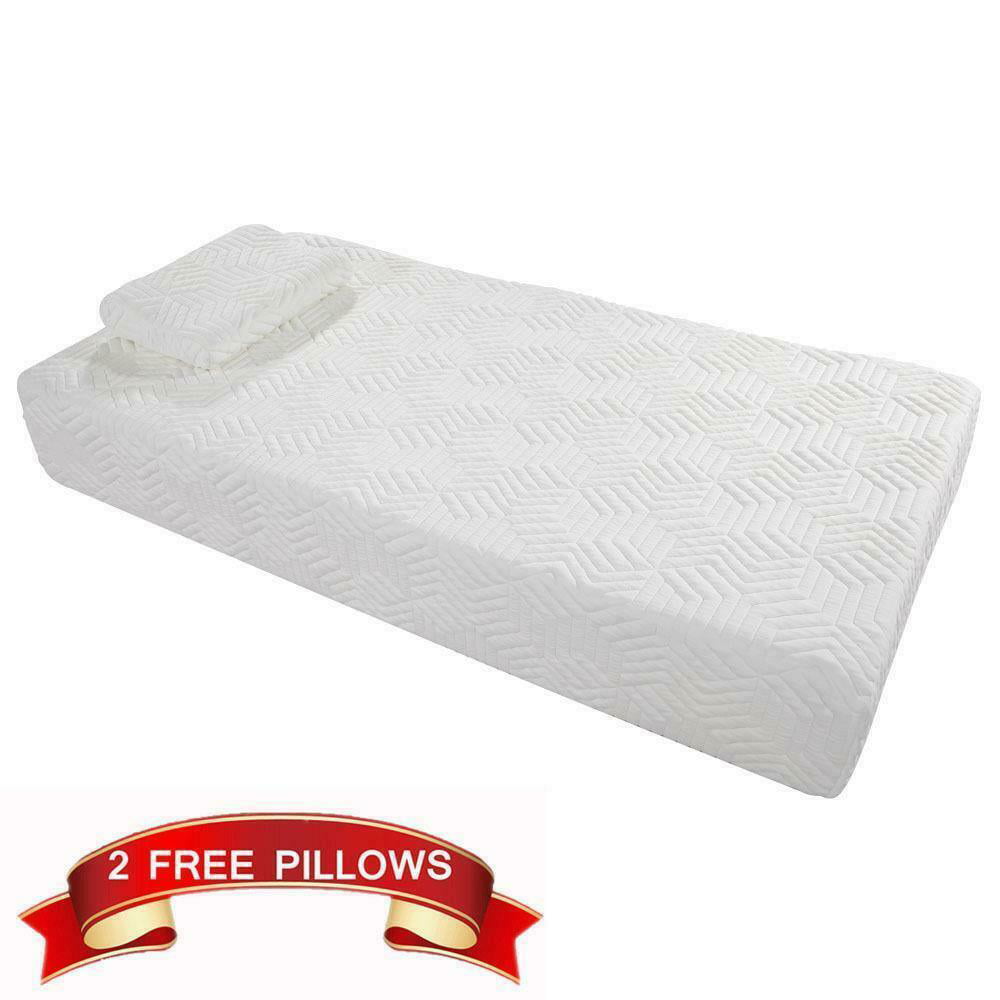 Cover 2 Free Pillows Details about   Comfor 10"Twin Size Cool Medium-Firm Memory Foam Mattress 
