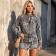 thumbnail image 3 of 2 Piece Denim Skirt Set for Women Y2K Long Sleeve Zipper Jean Jacket Top Mini Skirt Bodycon Set Two Piece Outfits, 3 of 5