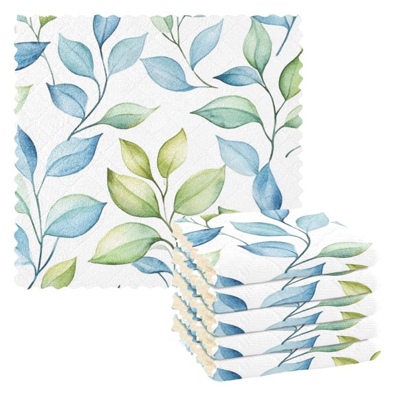 6 Pieces of Kitchen Towels 11x11Inch Kitchen Dish Cloths Kitchen Dish Towels Reuseable Cleaning Cloths Cool Leaf