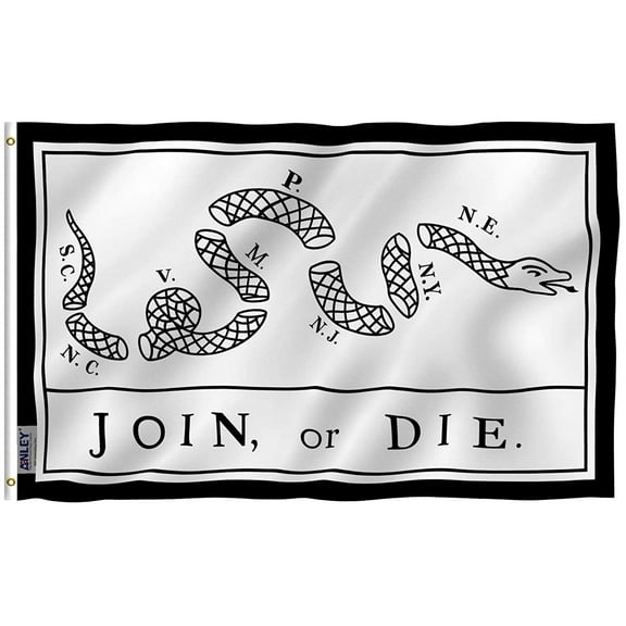 Anley Fly Breeze 3x5 Foot Join Or Die Flag - Rattlesnake Flags Polyester with Brass Grommets