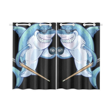 MKHERT Shark Pool Cue Window Curtains Kitchen Curtain Room ...