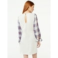 thumbnail image 3 of Free Assembly Women's Pleated Shoulder Mixy Mini Dress with Tie Cuffs, 3 of 6