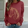 thumbnail image 4 of Chuancc Winter Sweatshirt for Women Womens Crewneck Women Fall Clothes Long Sleeve Sweaters for Women Cozy Tops for Women Cropped Sweatshirts for Women Casual Long Sleeve Tops for Women Wine L, 4 of 7