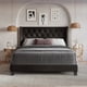 thumbnail image 1 of Wingback Platform Bed Frame with Headboard with Wood Slat Support and Square Stitched Headboard My Lux Decor Round, 1 of 8