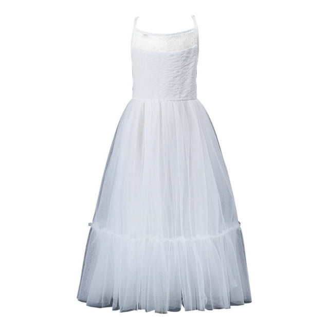 Robes pour Petites Filles Robe Élégante de Fête Robe Décontractée Sans Manches Robe Blanche pour Enfants Taille 5-6T