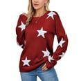 thumbnail image 2 of Crewneck Sweaters for Women Trendy Star Sweater Casual Pullover Sweaters Fall Lightweight Girls Sweaters Shermie, 2 of 6