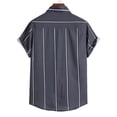 thumbnail image 5 of Oalirro Mens Hawaiian Shirts Short Sleeve Men Casual Buttons Turndown Single Breasted Striped Shirt Short Sleeve Hawaii Shirt, 5 of 5