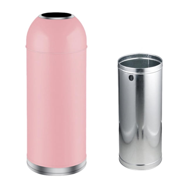 Bote de basura con tapa abierta, contenedor de basura, contenedor de basura comercial, bote de basura, basura de Metal 35L Rosa