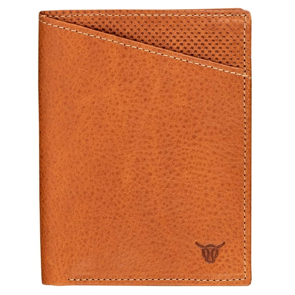 PDTXCLS VASA Cognac Vertical Top Grain Leather Wallets For Men - European Luxury Minimalist Bifold Wallet with RFID and NFC Blocking Credit Card Holder - Premium Mens Slim Bi Fold Pocket Wallet