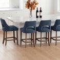 thumbnail image 5 of Bar Stools Set of 2, Upholstered Counter Height Bar Stools, Modern Counter Stools with Wood Legs for Kitchen Island Dining Room Bar, Blue, 5 of 8