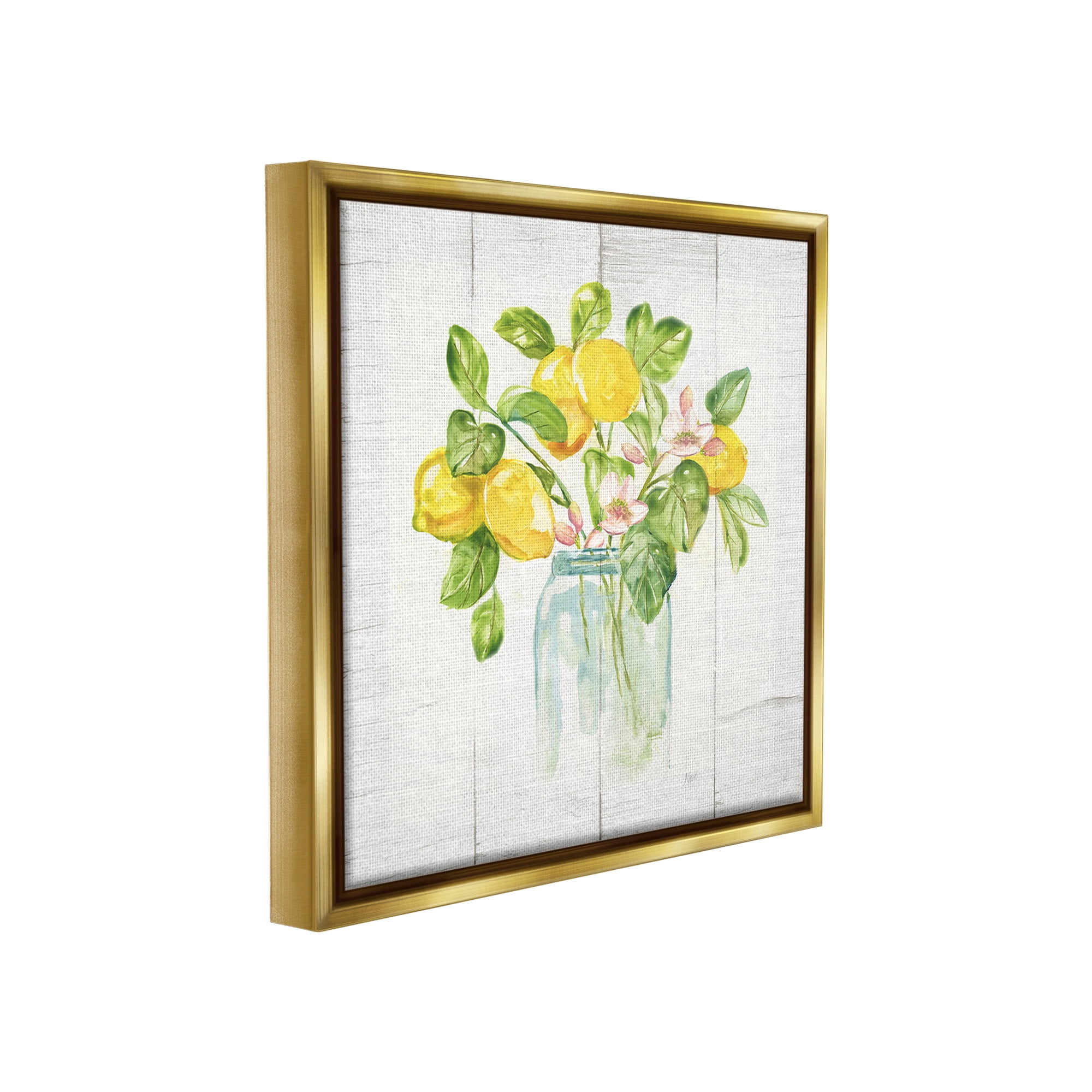 Stupell Industries Lemon Blossom Bouquet Food & Beverage Painting Gold Floater Framed Canvas Art Print Wall Art, 25 x 25