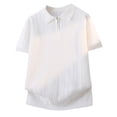 thumbnail image 2 of VgaVtl Men's Polo Shirt Knit Summer Short Sleeve Breathable Solid Tee Shirts for Men Zipper Casual Collared, 2 of 5