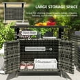 thumbnail image 3 of Outsunny Wicker Outdoor Storage Cabinet, Rattan Outdoor Buffet Cabinet Sideboard with Two Doors, Shelf, Metal Top for Pool, Garden, Porch, Mixed Gray, 3 of 9