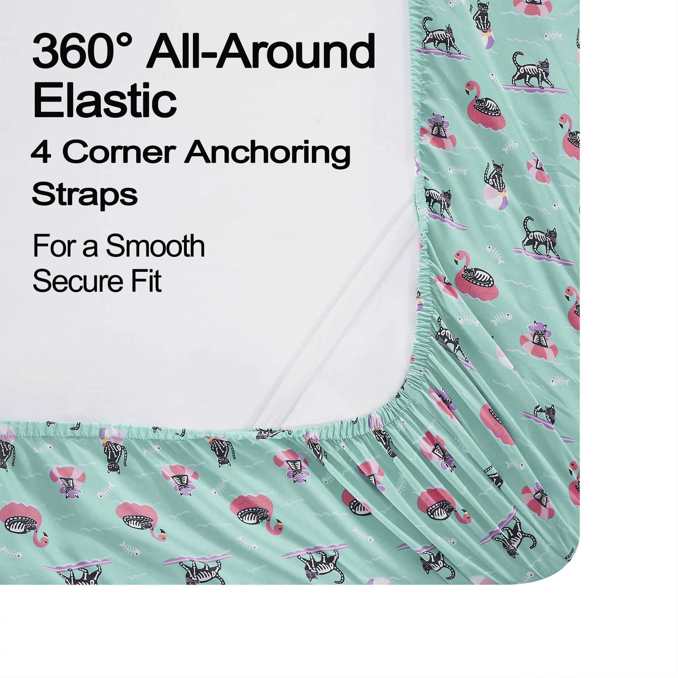 Summerween Soft Microfiber Sheet Set, Skeleton Cats, Full