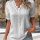 thumbnail image 5 of Camiseta Blusa Blusa informal con manga de burbuja, estilo elegante, camisa de talla grande para mujer, traje de vacaciones Cgtredaw Gris 5Xl para Mujer, 5 of 7