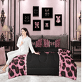 thumbnail image 6 of Feelyou Leopard Print Bowknot Twin Bedding Sets 7-Piece, Kawaii Pink Cheetah Polkadots Bedding Comforter Set, Teens Kids Boys Girls Reversible Sheet Sets, Luxury Bedroom Decor, 6 of 9