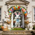 thumbnail image 6 of Easter Bunny Door Cover Banner, Easter Rabbit Flower Door Cover Decorations Easter Front Door Wall Backdrop,Easter Door Cover Festival Party Indoor and Outdoor Door Curtains Hanging Cloth Flags, 6 of 9