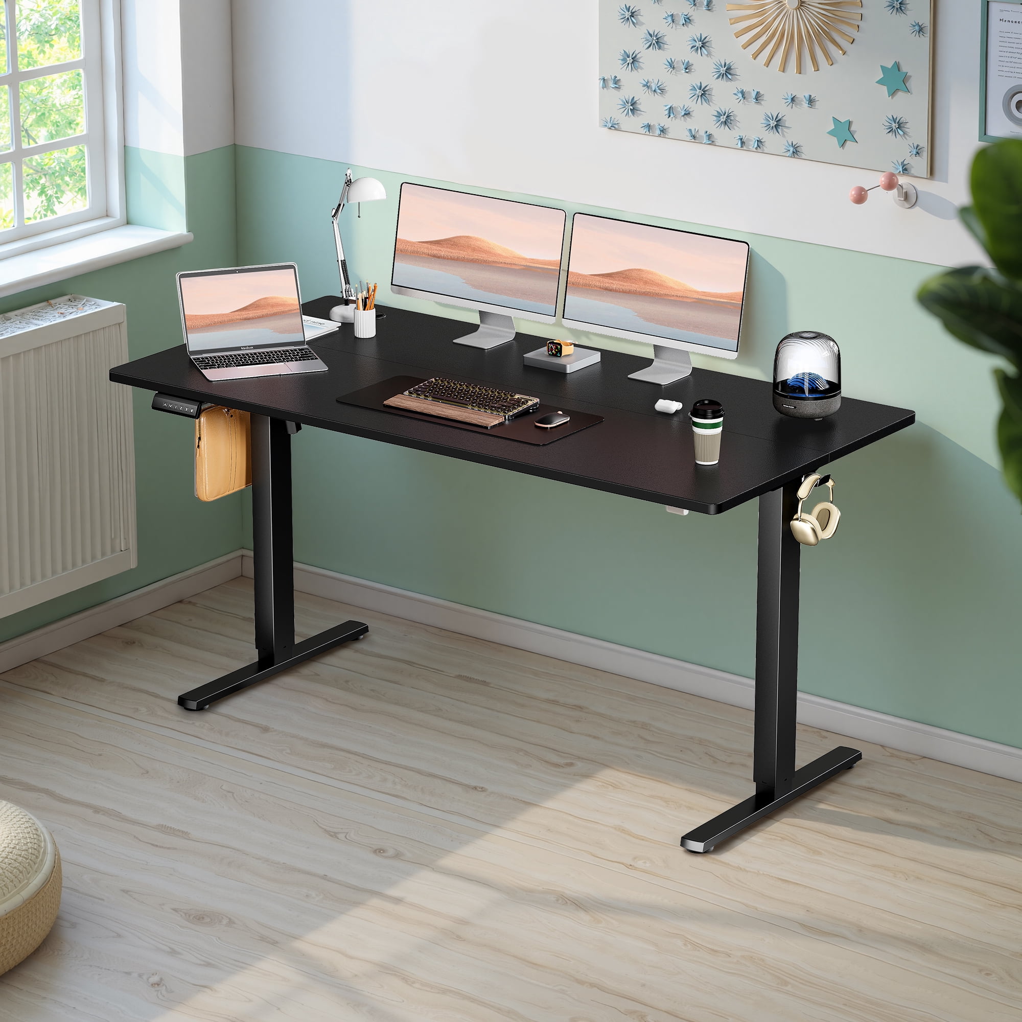 MAYEERTY 55" × 24" Lifting Computer Table Height Adjustable Standing Desk for Home Office