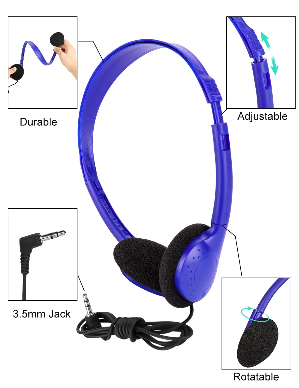 QWERDF 24 Packs Headphones Bulk Classrooms Students Wired Earphones for School Durable Individually Wrapped in 6 Colors