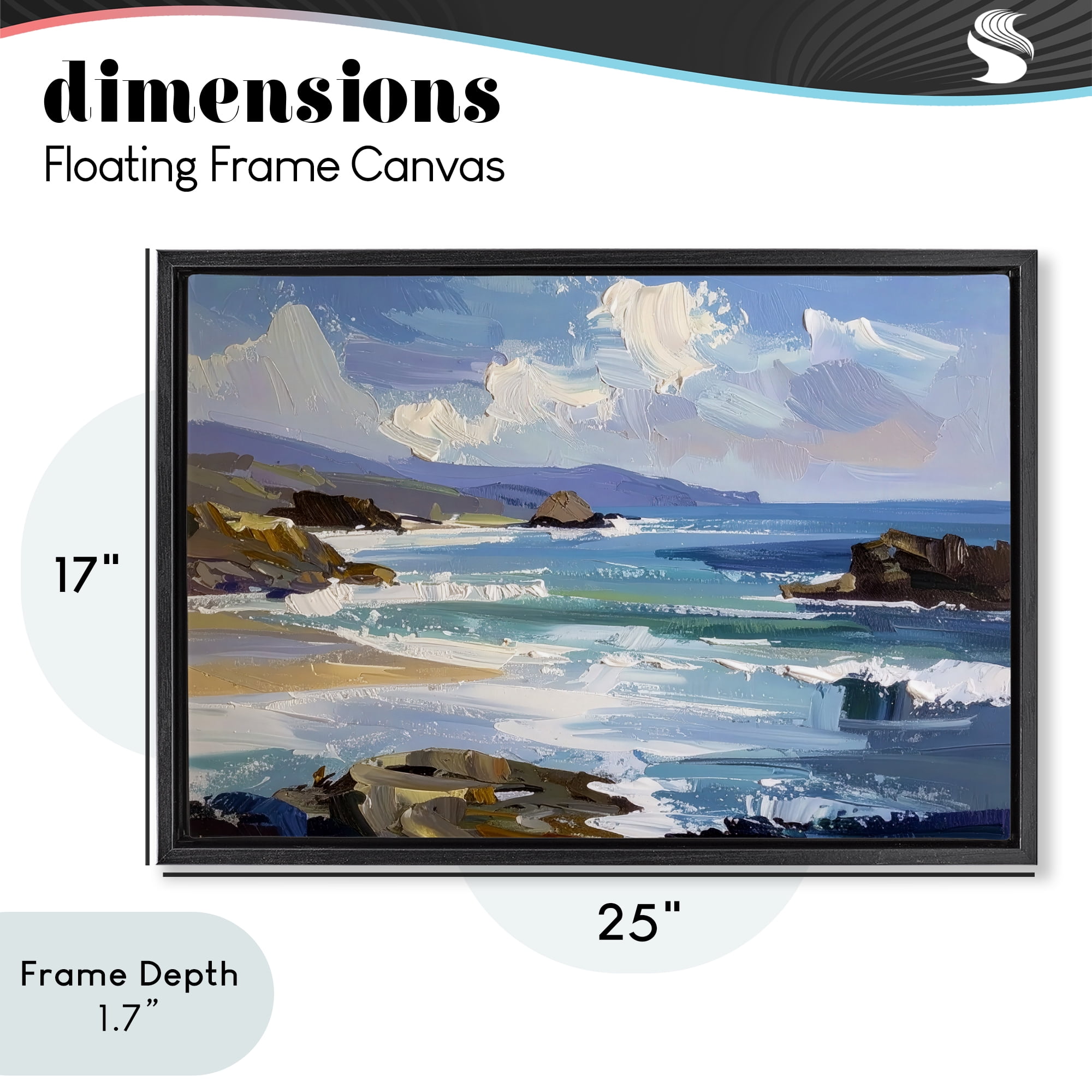 Stupell Industries From Sky To Sea Black Framed Floater Canvas Wall Art, design by Alonza Saunders