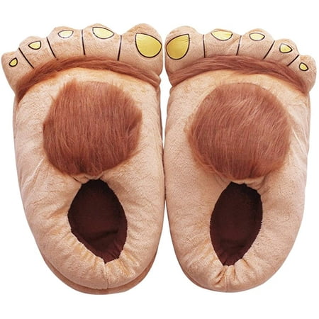 

Novelty Furry Monster Adventure Slippers for Adults Men Women Funny Comfortable Hobbit Bigfoot Slippers
