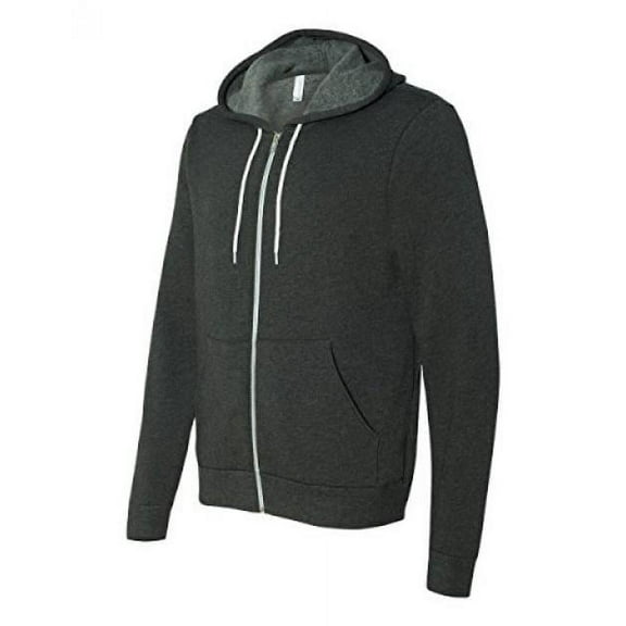 Bella Canvas Unisex Poly-Cotton Fleece Full-Zip Hoodie (Dark Grey Heather) (2X)