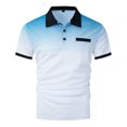 thumbnail image 3 of LRGSHF Men's Summer Polo Shirts Short Sleeve Golf Daily Pullover Slim Fit Gradient Print Tops With Chest Pocket White M, 3 of 5