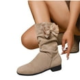 thumbnail image 5 of Khaki Womens Winter Boots With Bow Detail And Low Heel For Fashionable Casual Outfits And Comfortable Wear, 5 of 5