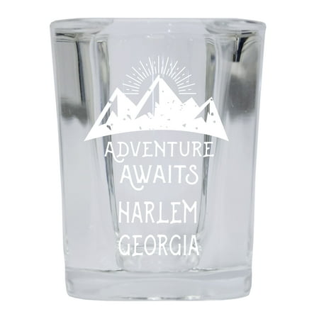 

Harlem Georgia Souvenir Laser Engraved 2 Ounce Square Base Liquor Shot Glass 4-Pack Adventure Awaits Design