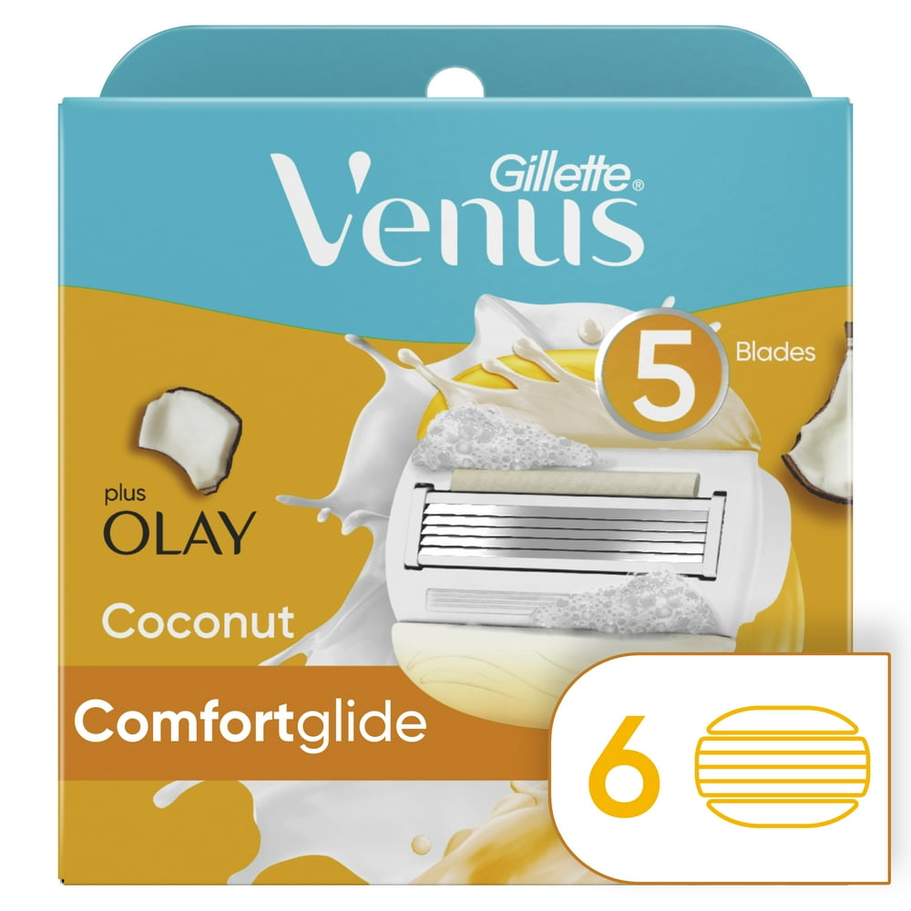 Gillette Venus Comfort Glide Olay Coconut Razor Blades Refill, 6 Ct